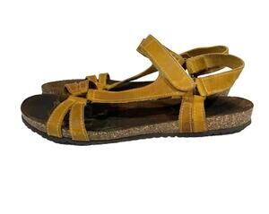 Sundance Leather Sandals Yellow Strappy Flats Earthy Boho Women’s 41 (10 US)